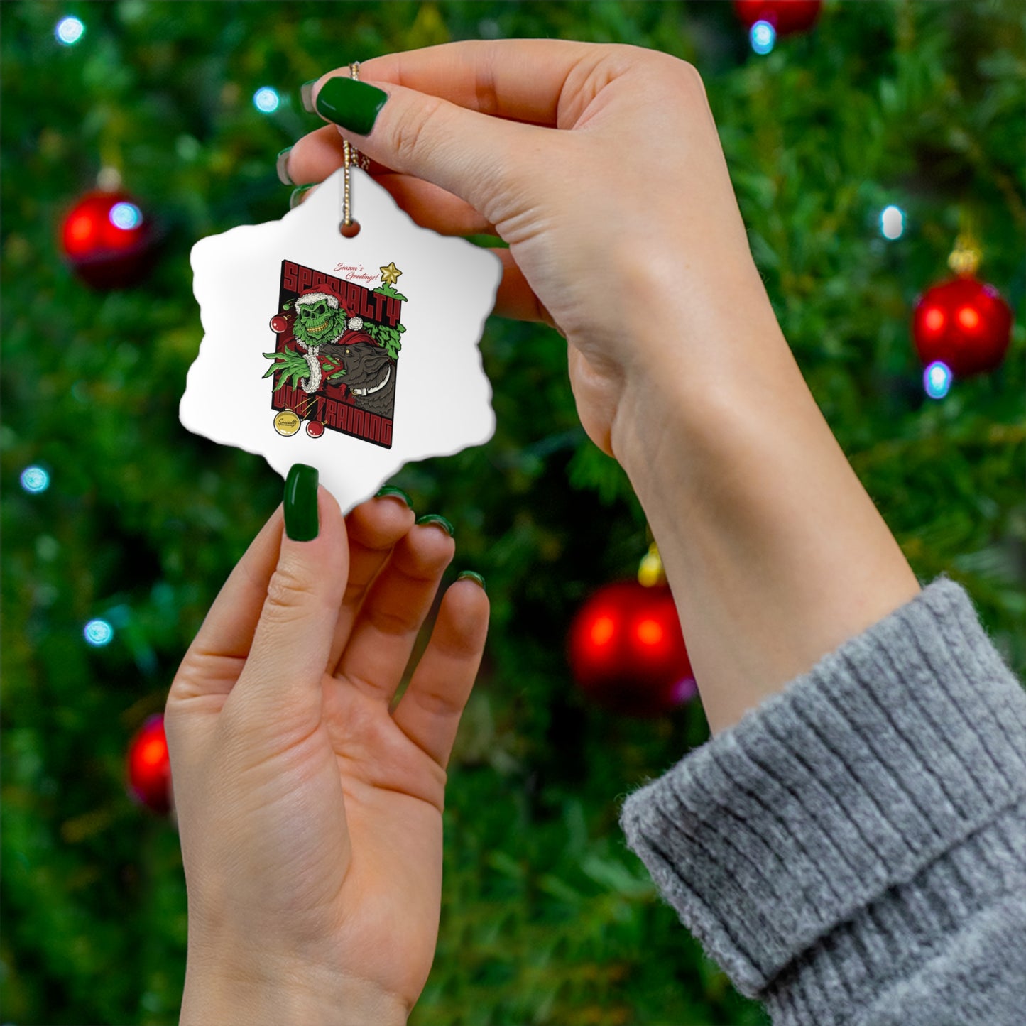 Holiday Grinch Decoy - Ceramic Ornament, 3 Shapes