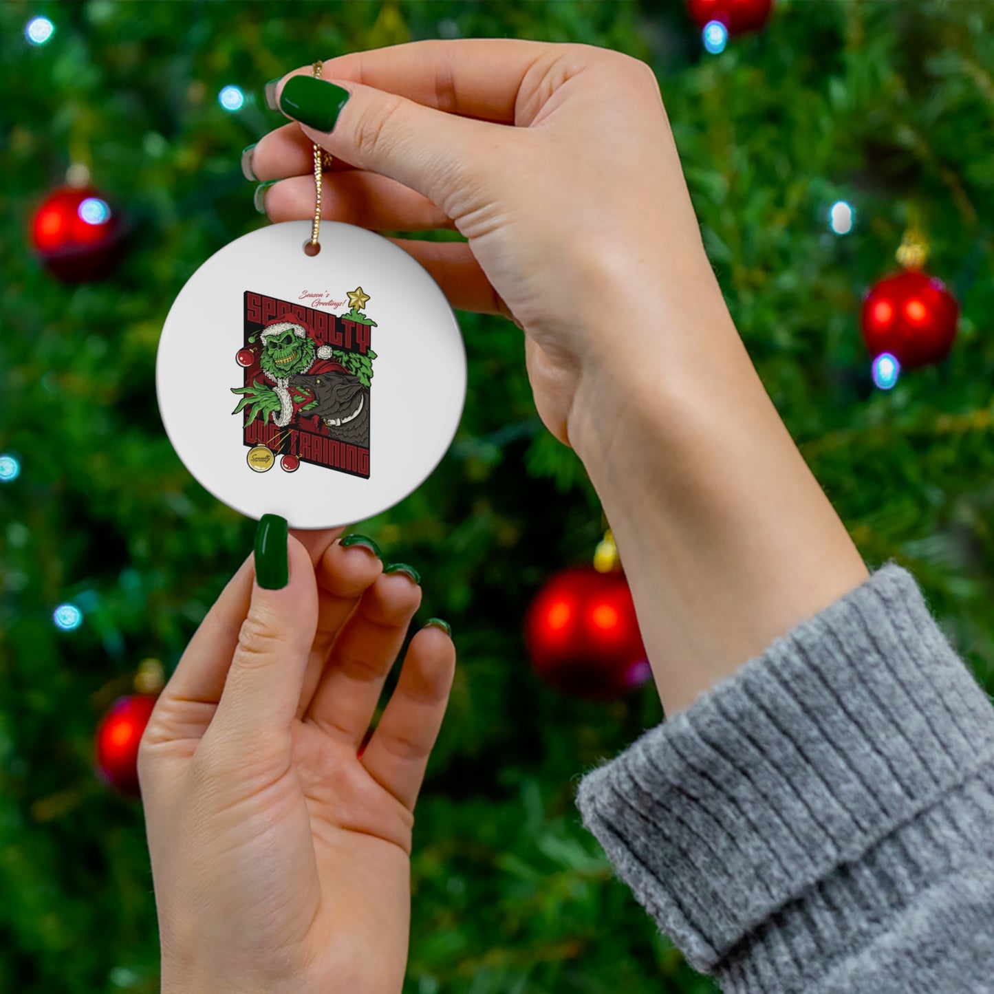 Holiday Grinch Decoy - Ceramic Ornament, 3 Shapes