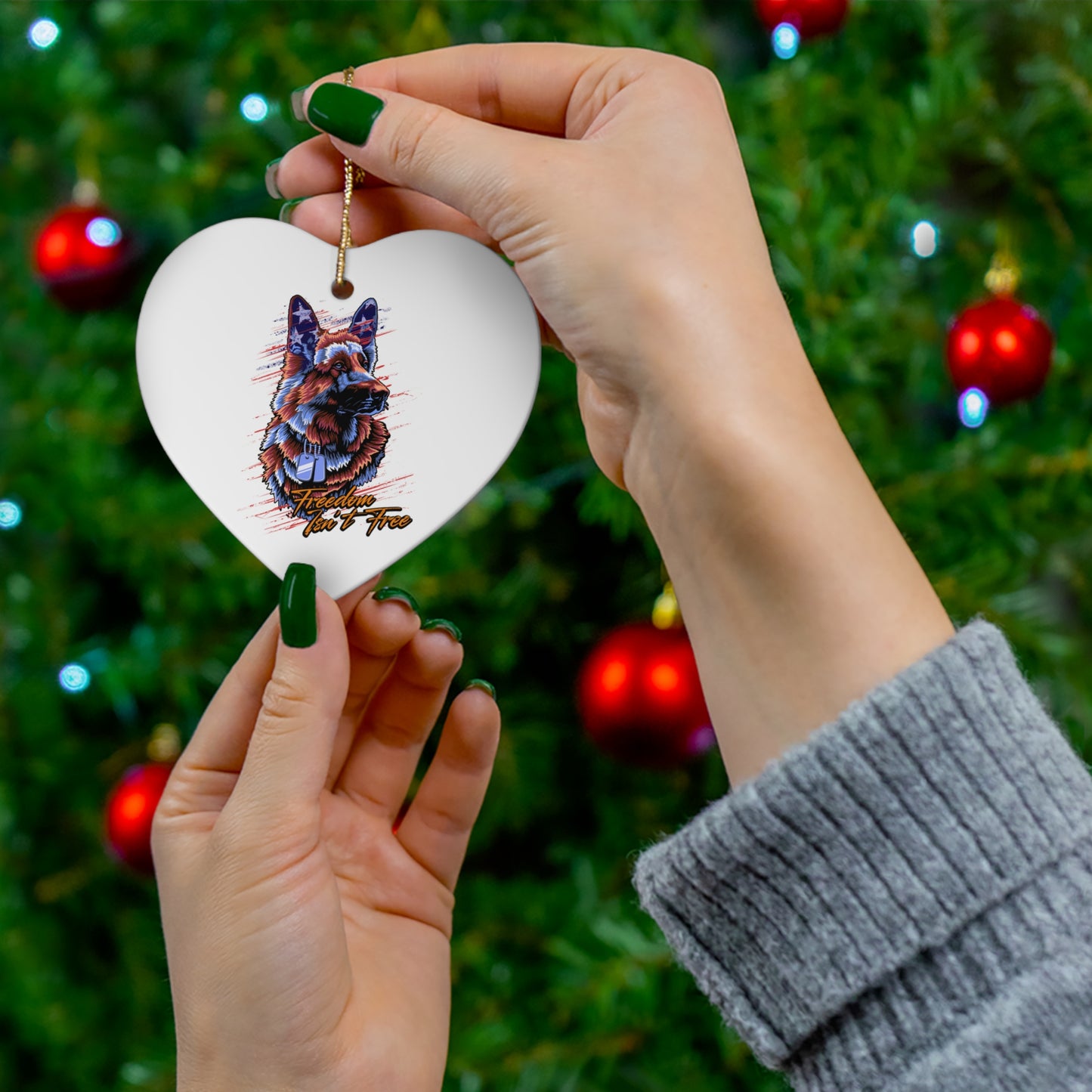 Freedom Isn't Free - Ceramic Holiday Ornament, 4 Shapes