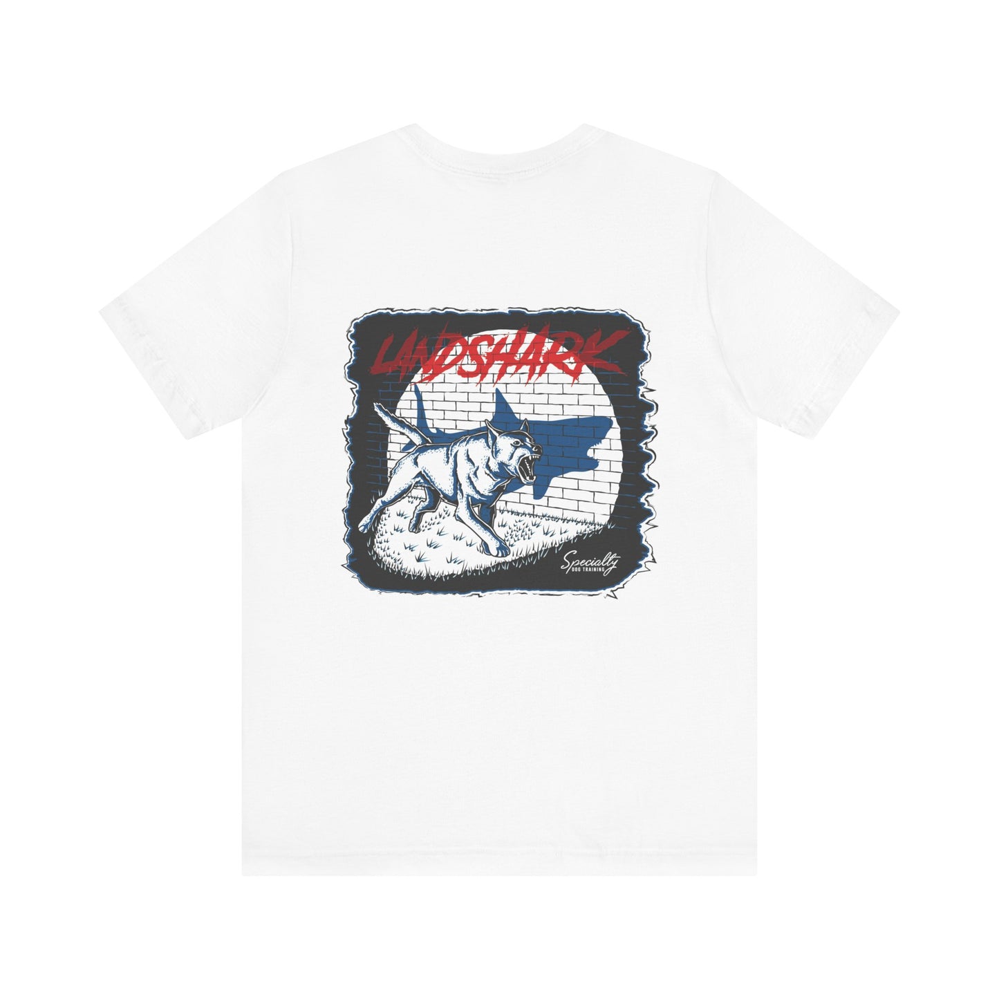 Landshark - White - Unisex Jersey Short Sleeve Tee (Back Print)